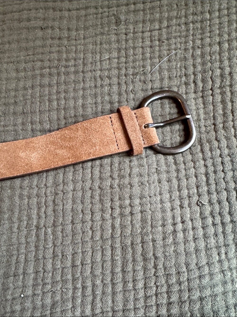 Women's Suede Tan Belt with Metal Buckle